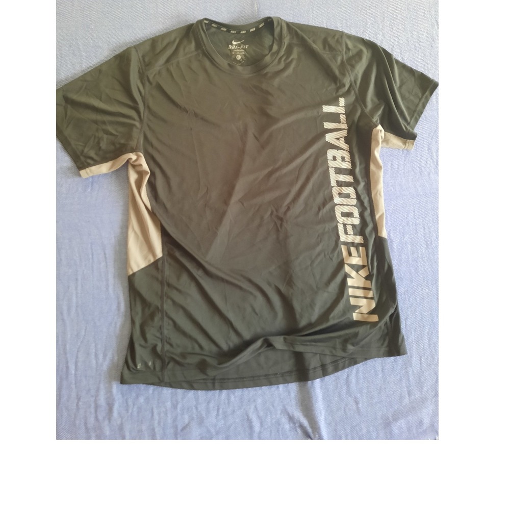 Nike Football Dri-FIT Men XL Metallic Gray Mesh Training Athletic Tee 424109-060
